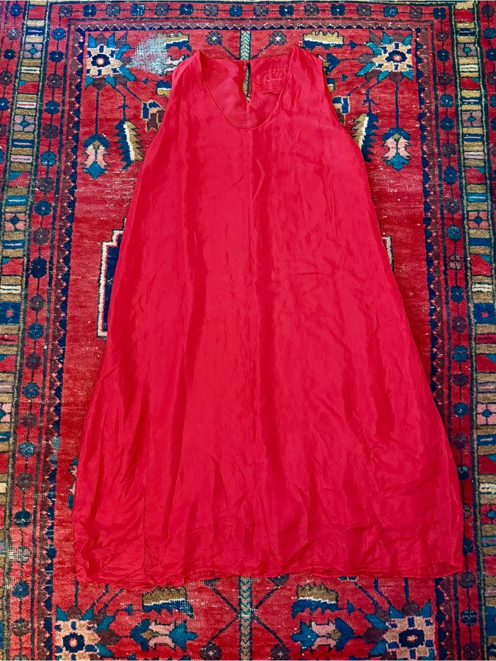 CHEZ VIDALENC Silk Balloon Dress - Cherry Red - Size 3 - Made in France - $980